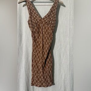 Wild Fable Brown Plaid Midi Dress